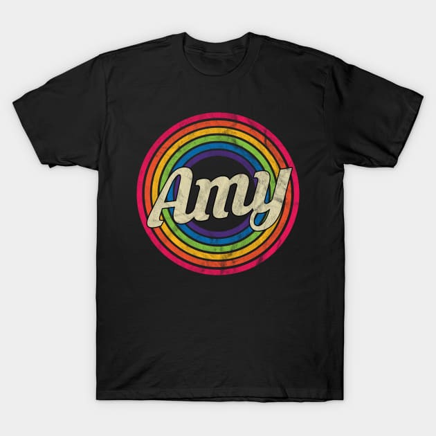 Amy - Retro Rainbow Faded-Style T-Shirt by MaydenArt